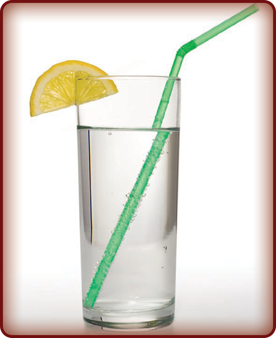 Refraction can even make a straw in a glass of water look broken, as it does in this photo. It is making the part of the straw in the water look wider, too.